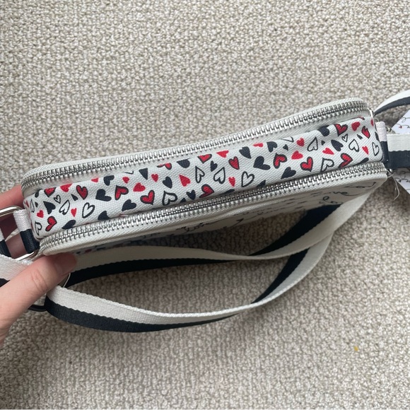 NEW Brighton LOVE SCROLL Canvas Love White/Black/Red Heart Crossbody Bag NWT - Picture 8 of 9